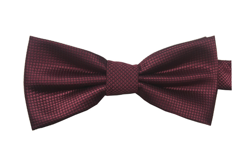 EXBOT21006 Weinrote, schwarze Polyester-Fliege mit Schottenmuster
   