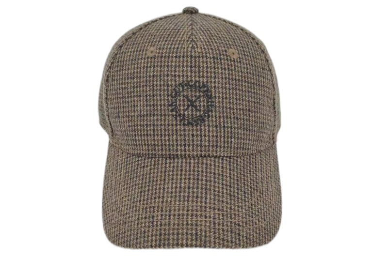 EXCAP22003 Golfkappe aus Polyester mit Hahnentritt-Stickerei in Khaki
   