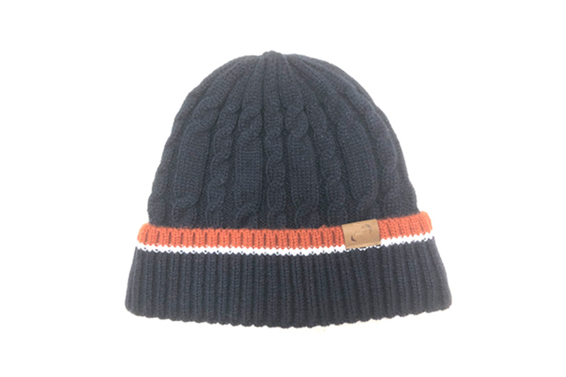 EXKH23001 Marineblaue, schwarze Strickmütze aus Acrylwolle
   