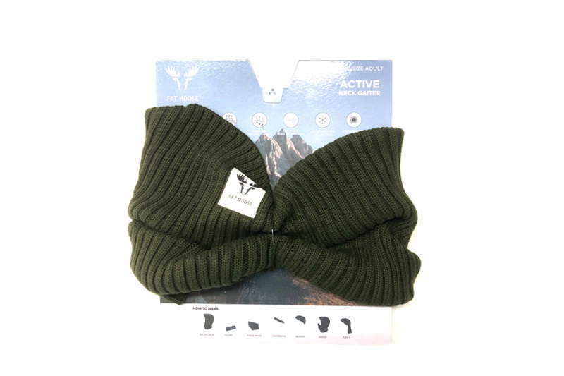 EXSN23003 Olivgrüner Baumwoll-Snood mit Logostickerei
   