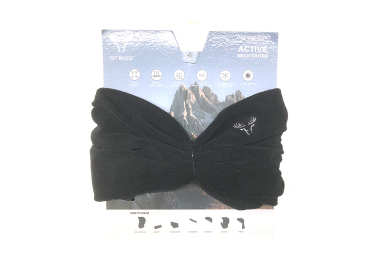 EXSN23004 Schwarzer Snood aus Polyester-Polarfleece mit gesticktem Logo
   
