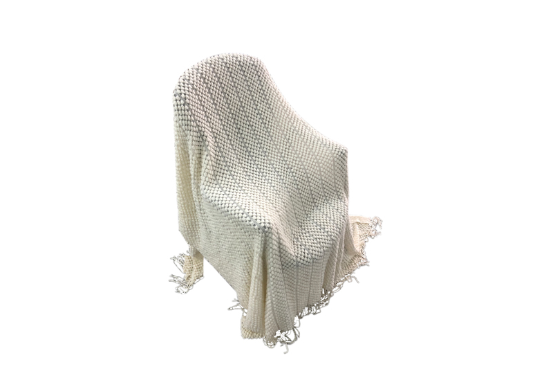 EXOS23003 Bequeme Strickdecke aus Acryl in Off-White
   