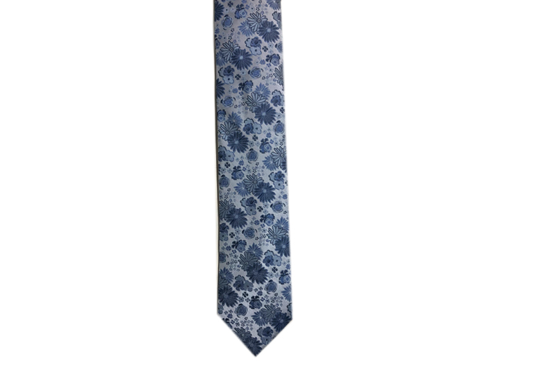 EXTIE21015 Blaue und hellgraue Seidenkrawatten
   