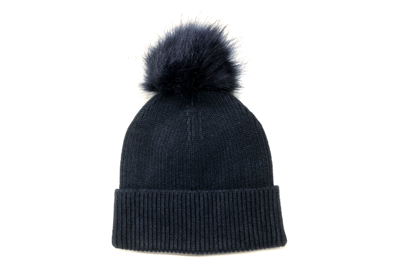 EXBE23012 Schwarze Strickmütze aus Viskose-Polyester-Acryl-Beschichtungsgarn
   