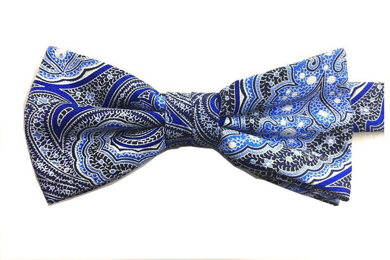 EXBO21014 Blaue, mehrfarbige, trendige Seidenfliege mit Blumendruck
   