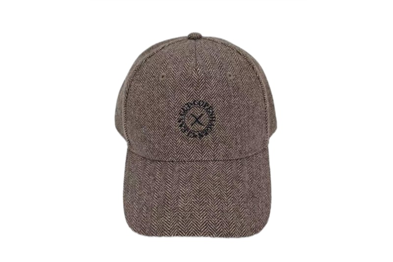 EXCAP22002 Golfkappe aus Polyesterwolle mit Fischgrätenmuster in Khaki
   