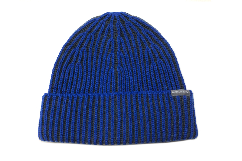 EXKH23002 Komfort-Strickmütze aus Acryl in Hellmarineblau und Schwarz
   