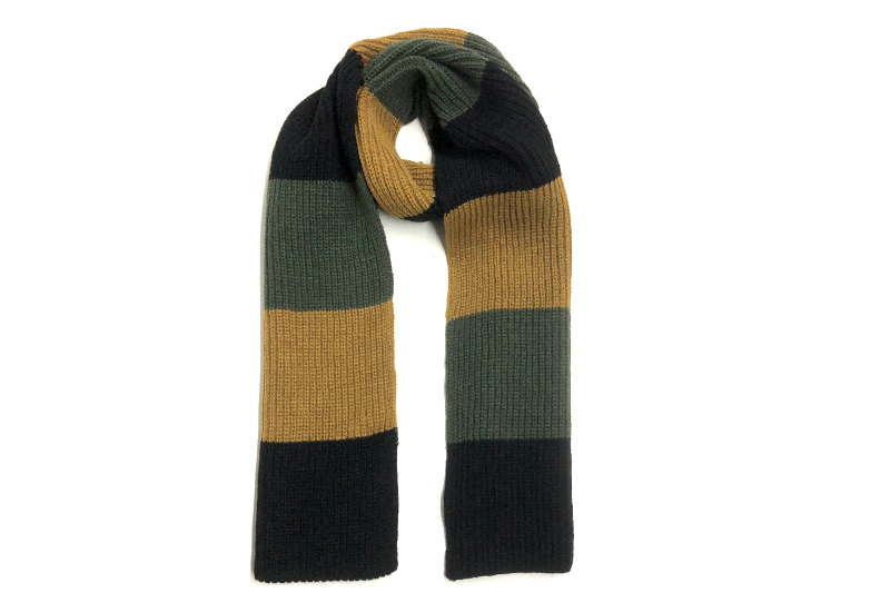 EXKS23013 Schwarz Grün Senf Acryl Fashion Strickschal 
   