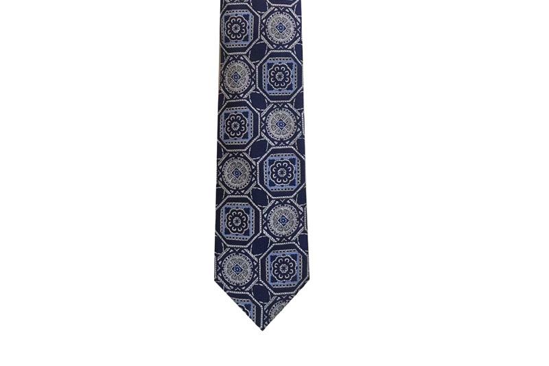EXTIE21001 Marineblaue Seidenkrawatte aus Jacquard 
   