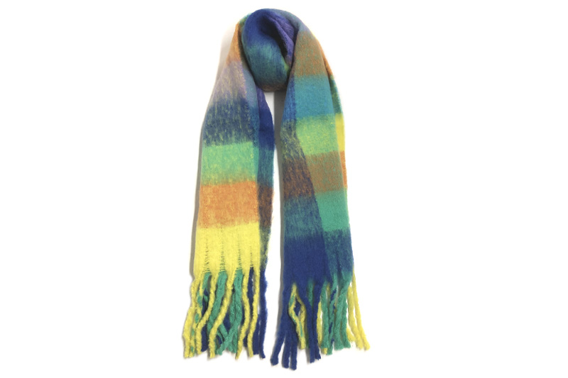 EXWS23012 Blau Grün Multi Polyester Mode Gewebter Schal
   